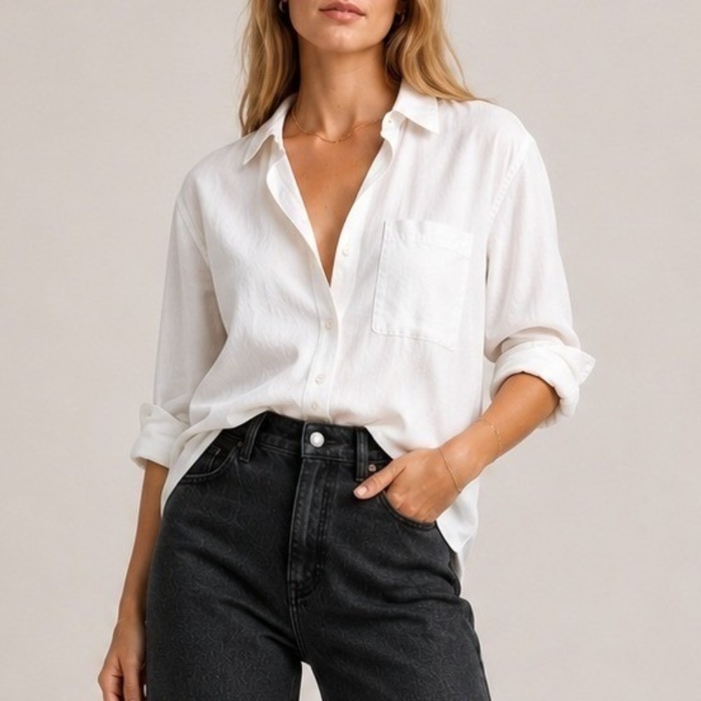 Quince Organic Cotton Relaxed Oxford Shirt RTO Office Chic Trip White XS NWOT